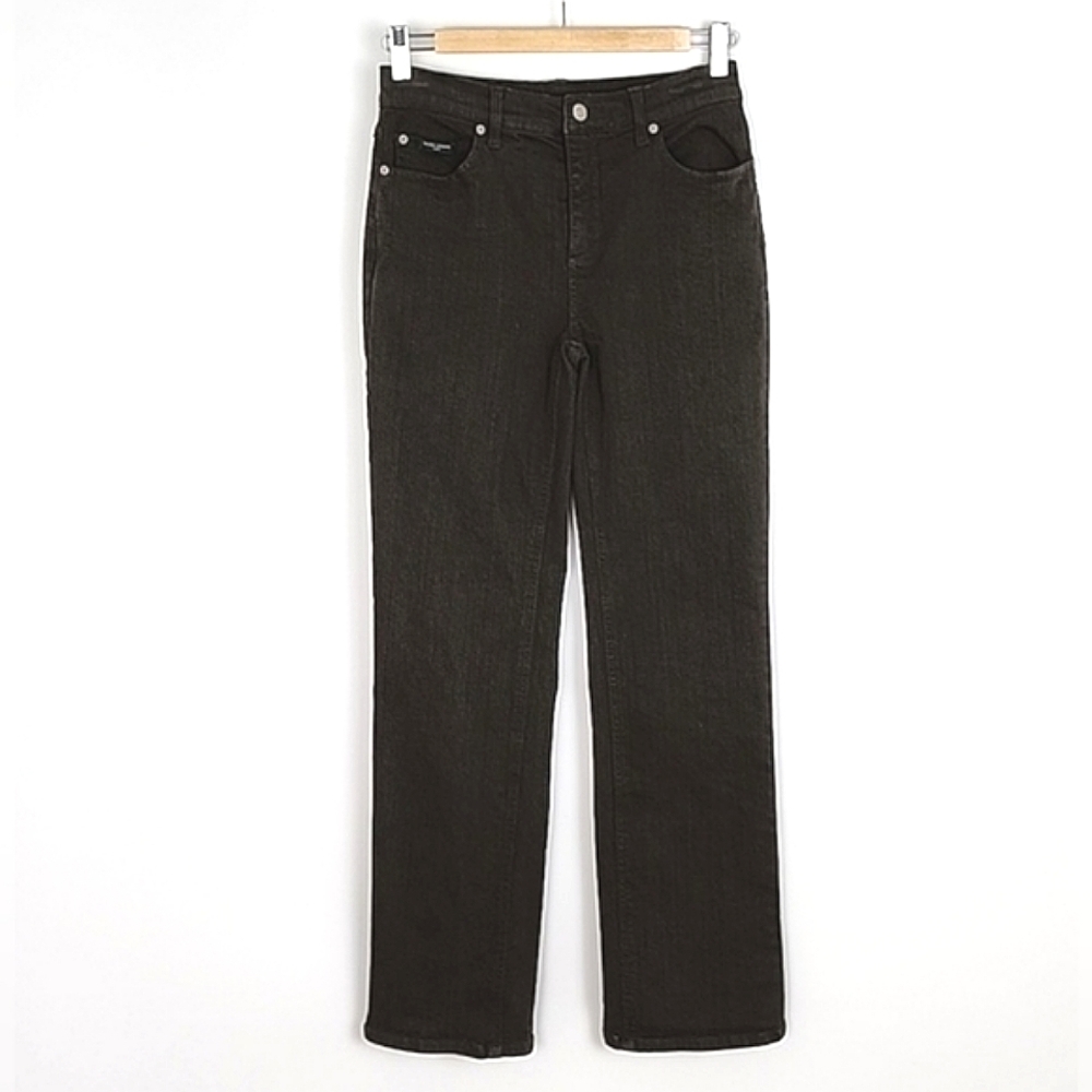 Simon Chang Women's Khaki Brown  Denim Jeans Straight Leg Stretch Size 2